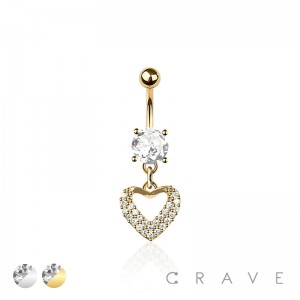 316L SURGICAL STEEL MULTI CZ HEART NON DANGLE BELLY BUTTON NAVEL RING 